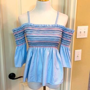 Strapless pinstripe top